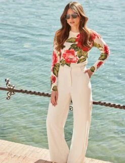 Floral Button Cuff Crew Neck Jumper -Cyberjammies Store Floral Button Cuff Crew Neck Jumper 4