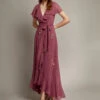 MONSOON Floral Embellished V-Neck Midi Wrap Dress