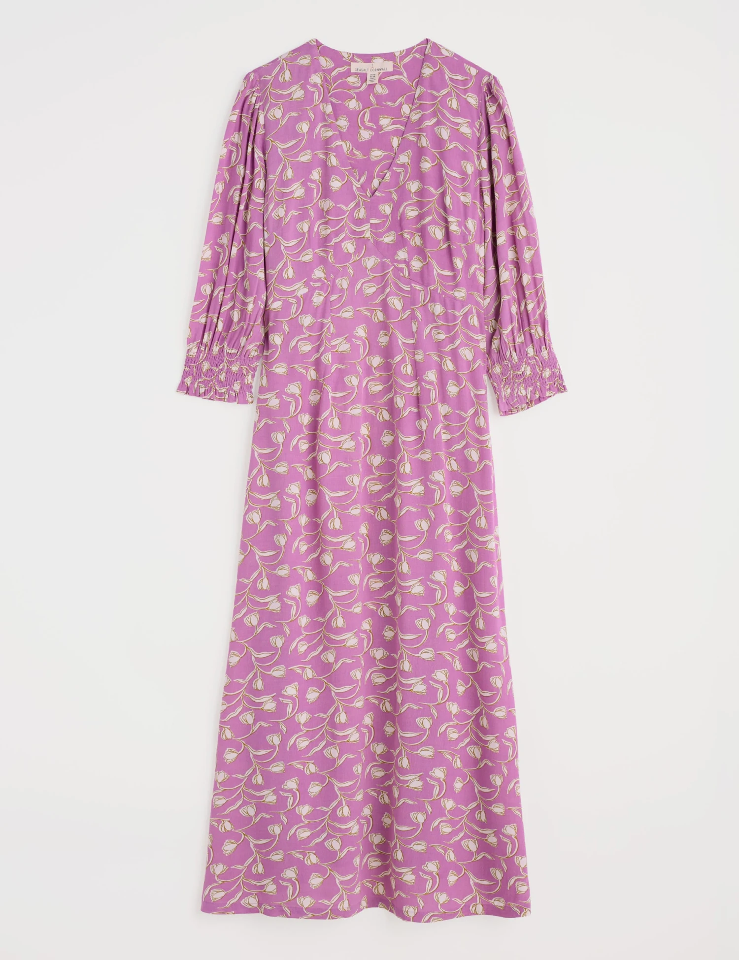 Floral V-Neck Blouson Sleeve Midaxi Waisted Dress 2 Floral V-Neck Blouson Sleeve Midaxi Waisted Dress - Image 2