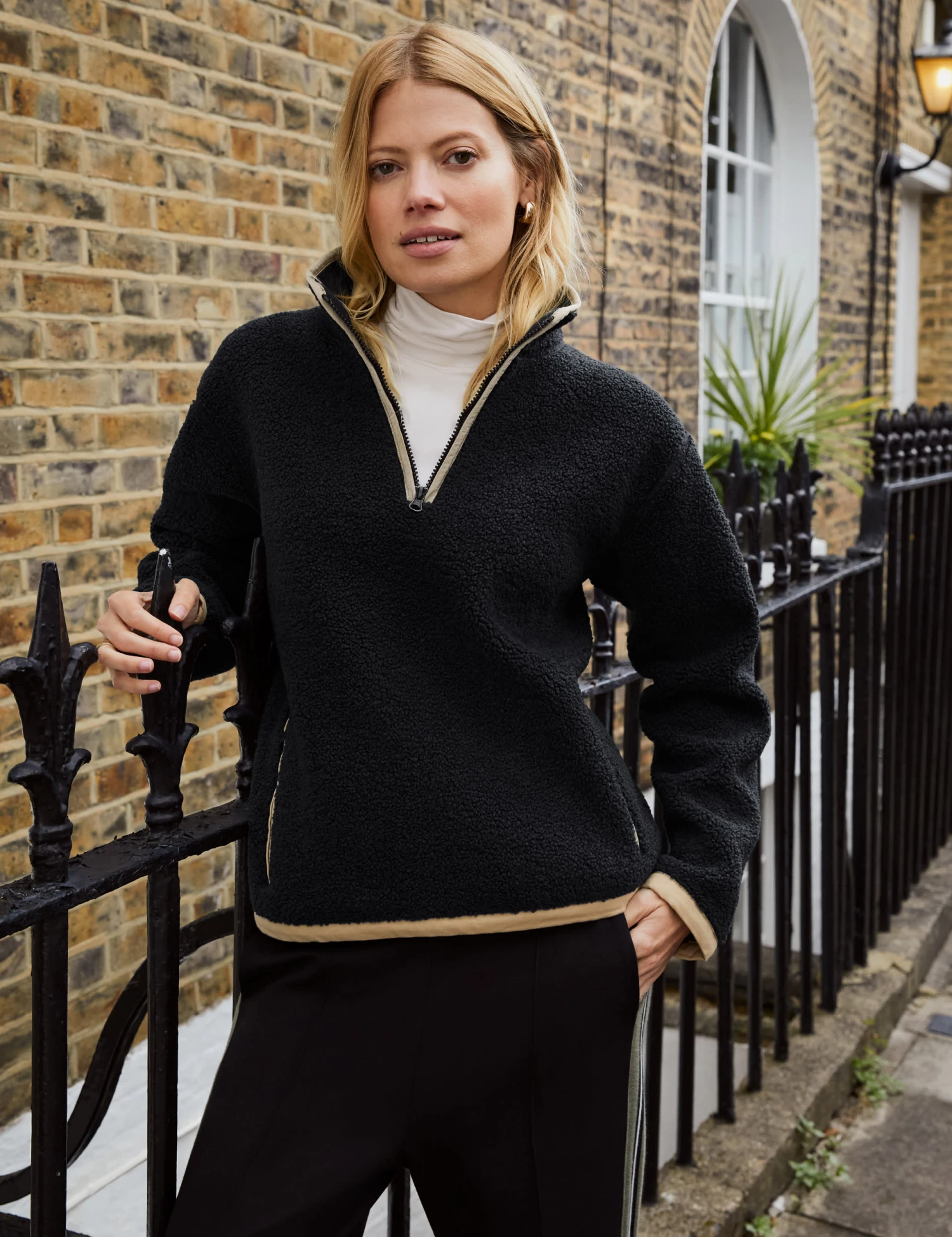 Funnel Neck Relaxed Half Zip Sweatshirt 1 Funnel Neck Relaxed Half Zip Sweatshirt