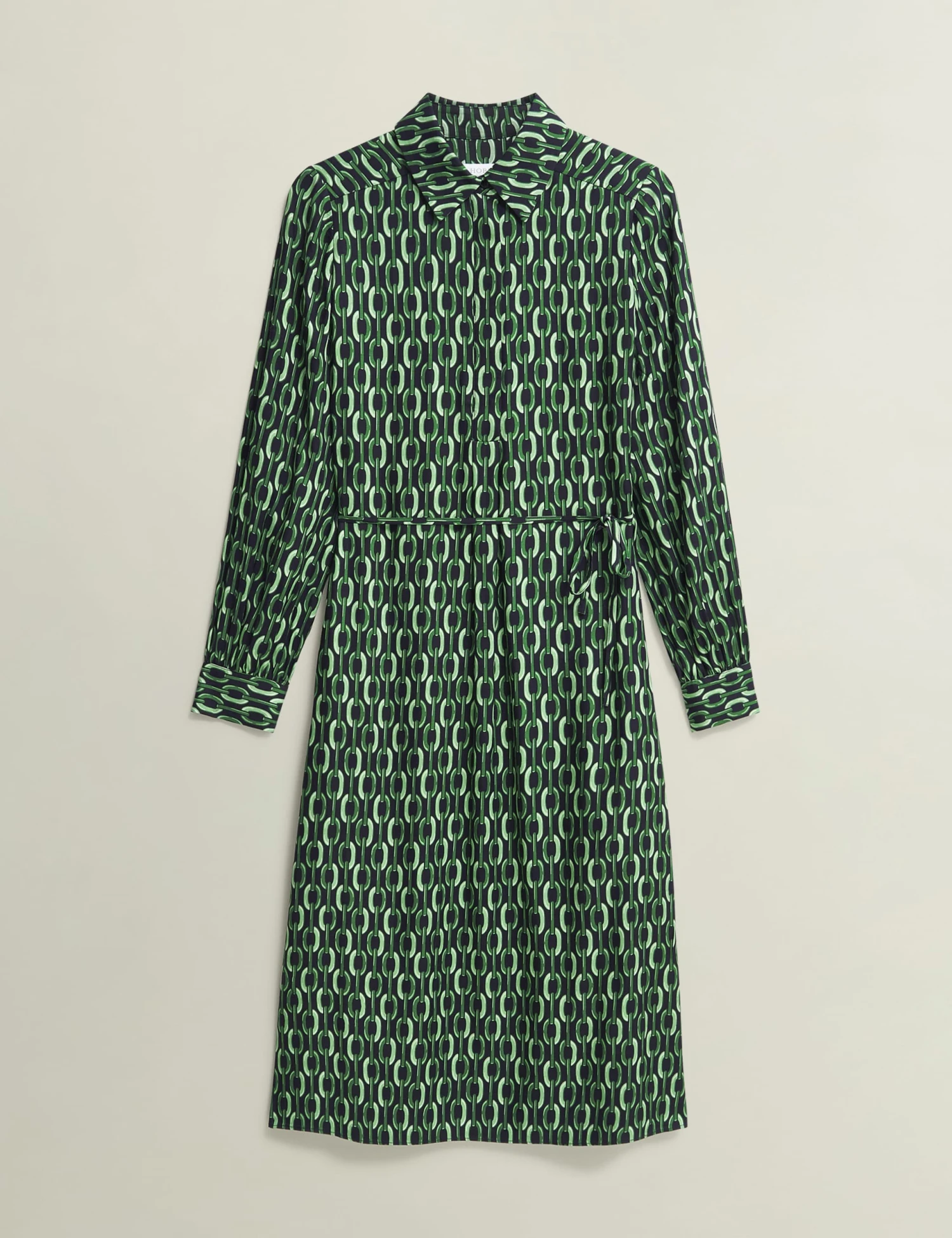 Geometric Collared Midi Shirt Dress 2 Geometric Collared Midi Shirt Dress - Image 2