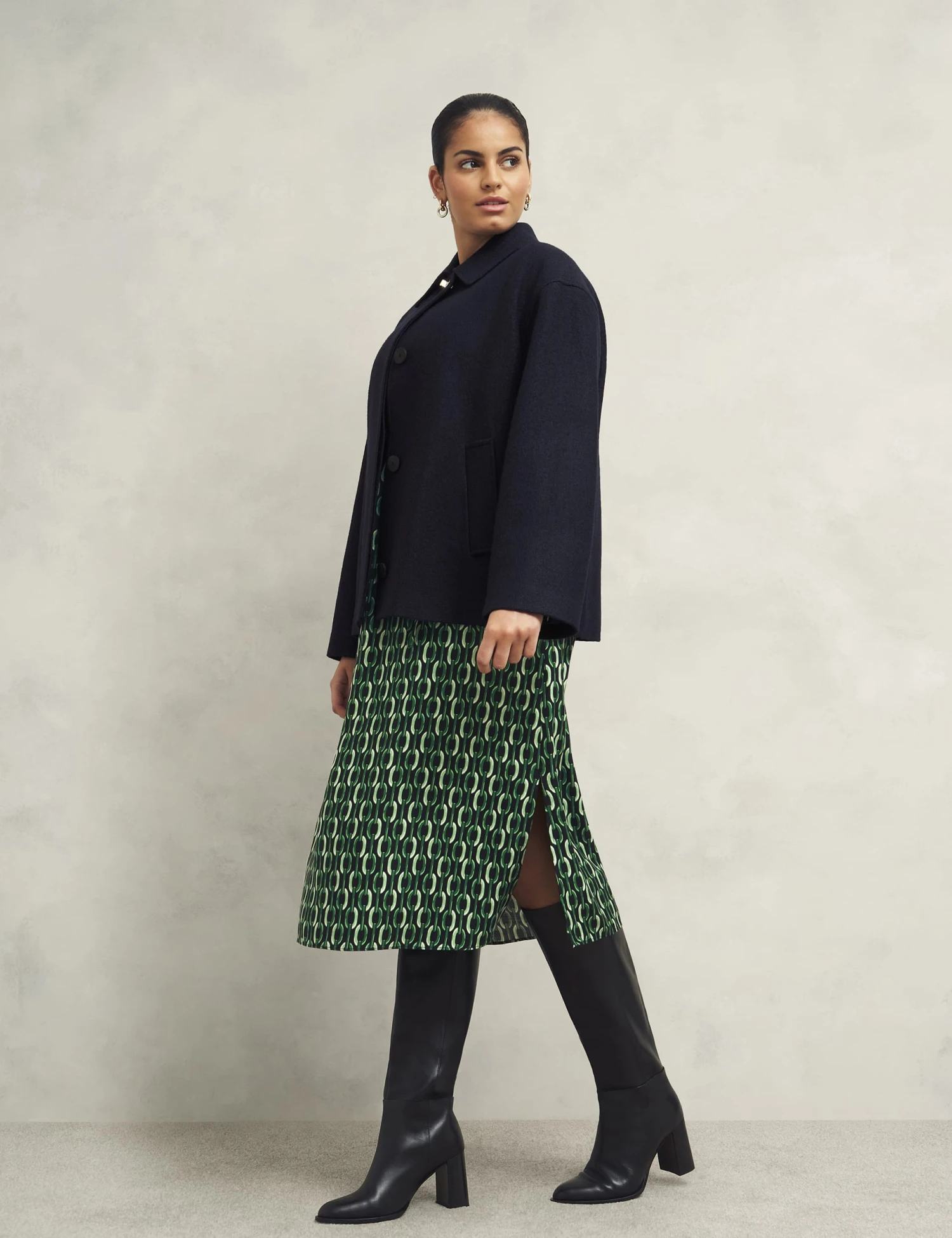 Geometric Collared Midi Shirt Dress 6 Geometric Collared Midi Shirt Dress - Image 6