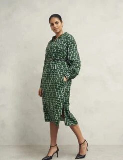 Geometric Collared Midi Shirt Dress 25 Geometric Collared Midi Shirt Dress -Cyberjammies Store Geometric Collared Midi Shirt Dress 7