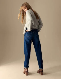 Girlfriend Mid Rise Turn Up Jeans With Lyocell -Cyberjammies Store Girlfriend Mid Rise Turn Up Jeans with Lyocell 2