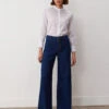High Waisted Button Front Wide Leg Jeans