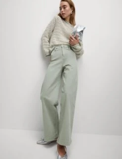 High Waisted Wide Leg Ankle Grazer Jeans -Cyberjammies Store High Waisted Wide Leg Ankle Grazer Jeans 5