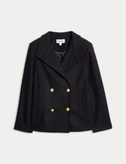 Jaeger Italian Wool Rich Double Breasted Pea Coat