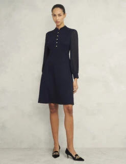 Jersey High Neck Knee Length Skater Dress