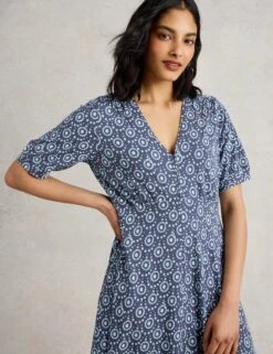 WHITE STUFF Jersey Printed Midi Waisted Dress -Cyberjammies Store Jersey Printed Midi Waisted Dress 4