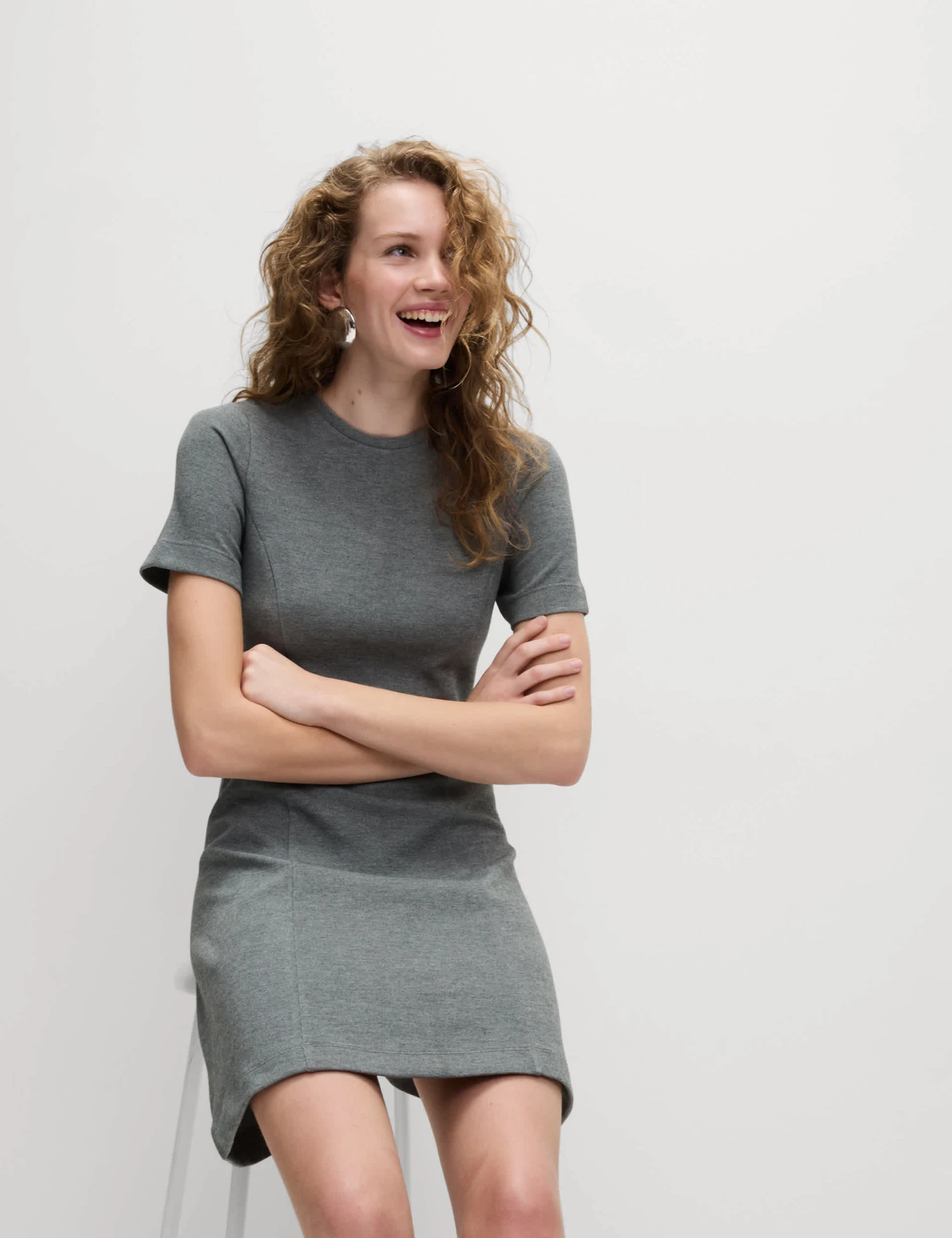 Jersey Round Neck Mini T-Shirt Dress 1 Jersey Round Neck Mini T-Shirt Dress