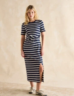 Joules Jersey Striped Midaxi T-Shirt Dress