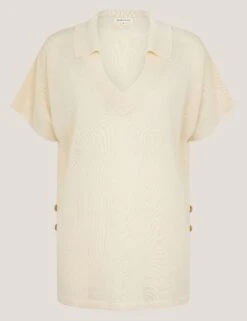 Cyberjammies Store -Cyberjammies Store Knitted Collared V Neck Top with Linen 1