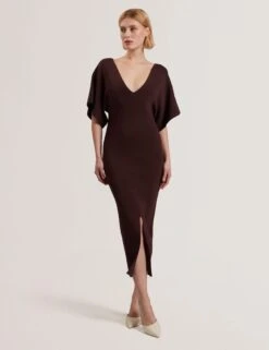 Ted Baker Knitted V-Neck Midi Bodycon Dress