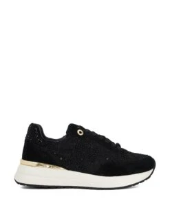 Dune London Lace Up Sequin Trainers