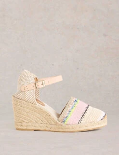WHITE STUFF Leather Ankle Strap Wedge Espadrilles