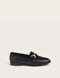 MONSOON Leather Bar Block Heel Loafers