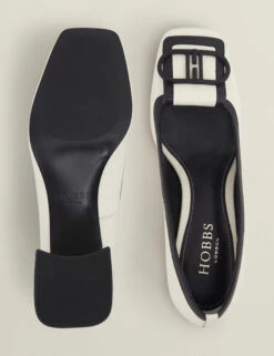 Leather Block Heel Square Toe Court Shoes -Cyberjammies Store Leather Block Heel Square Toe Court Shoes 2