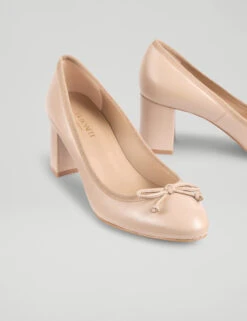 Leather Bow Block Heel Court Shoes -Cyberjammies Store Leather Bow Block Heel Court Shoes 3