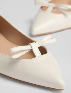 Leather Bow Flat Pointed Pumps -Cyberjammies Store Leather Bow Flat Pointed Pumps 3