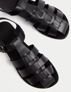 Leather Buckle Ankle Strap Flat Sandal 9 Leather Buckle Ankle Strap Flat Sandal -Cyberjammies Store Leather Buckle Ankle Strap Flat Sandal 2