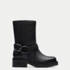 Clarks Leather Buckle Flat Boots