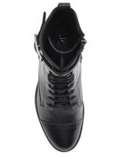 Jones Bootmaker Leather Lace Up Block Heel Ankle Boots -Cyberjammies Store Leather Lace Up Block Heel Ankle Boots 2