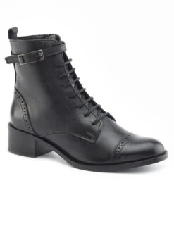 Jones Bootmaker Leather Lace Up Block Heel Ankle Boots -Cyberjammies Store Leather Lace Up Block Heel Ankle Boots 3