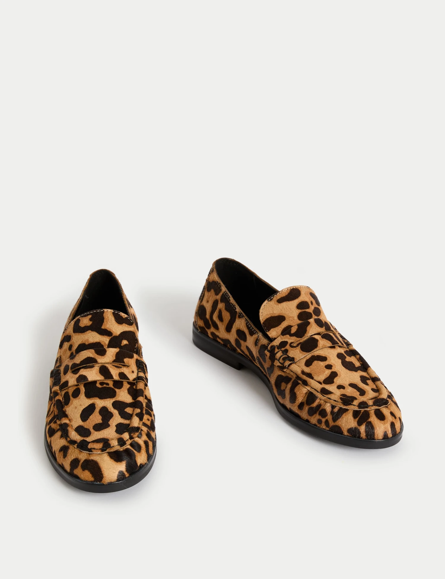 Leather Leopard Print Flat Loafers 2 Leather Leopard Print Flat Loafers - Image 2