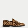 Leather Leopard Print Flat Loafers