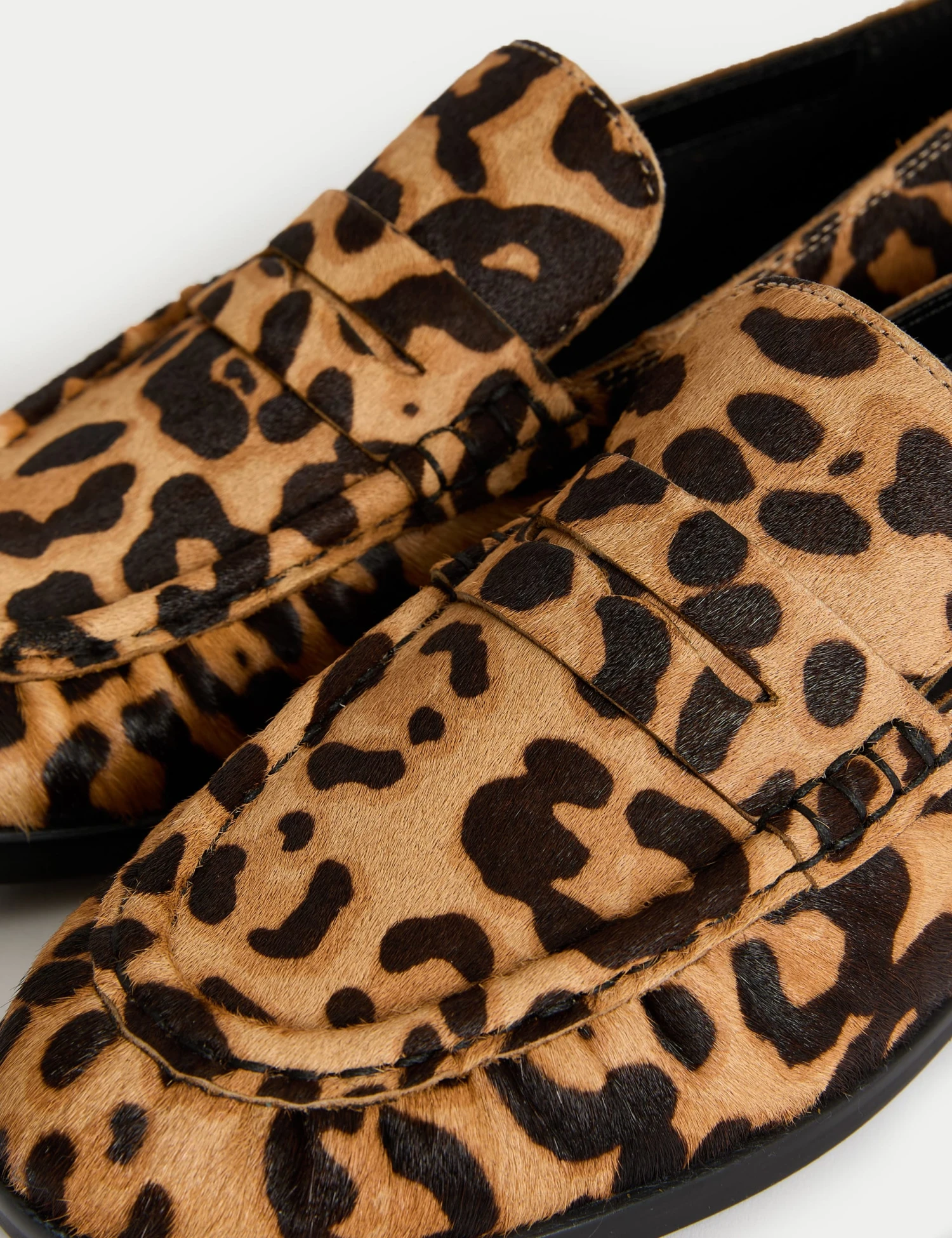 Leather Leopard Print Flat Loafers 3 Leather Leopard Print Flat Loafers - Image 3