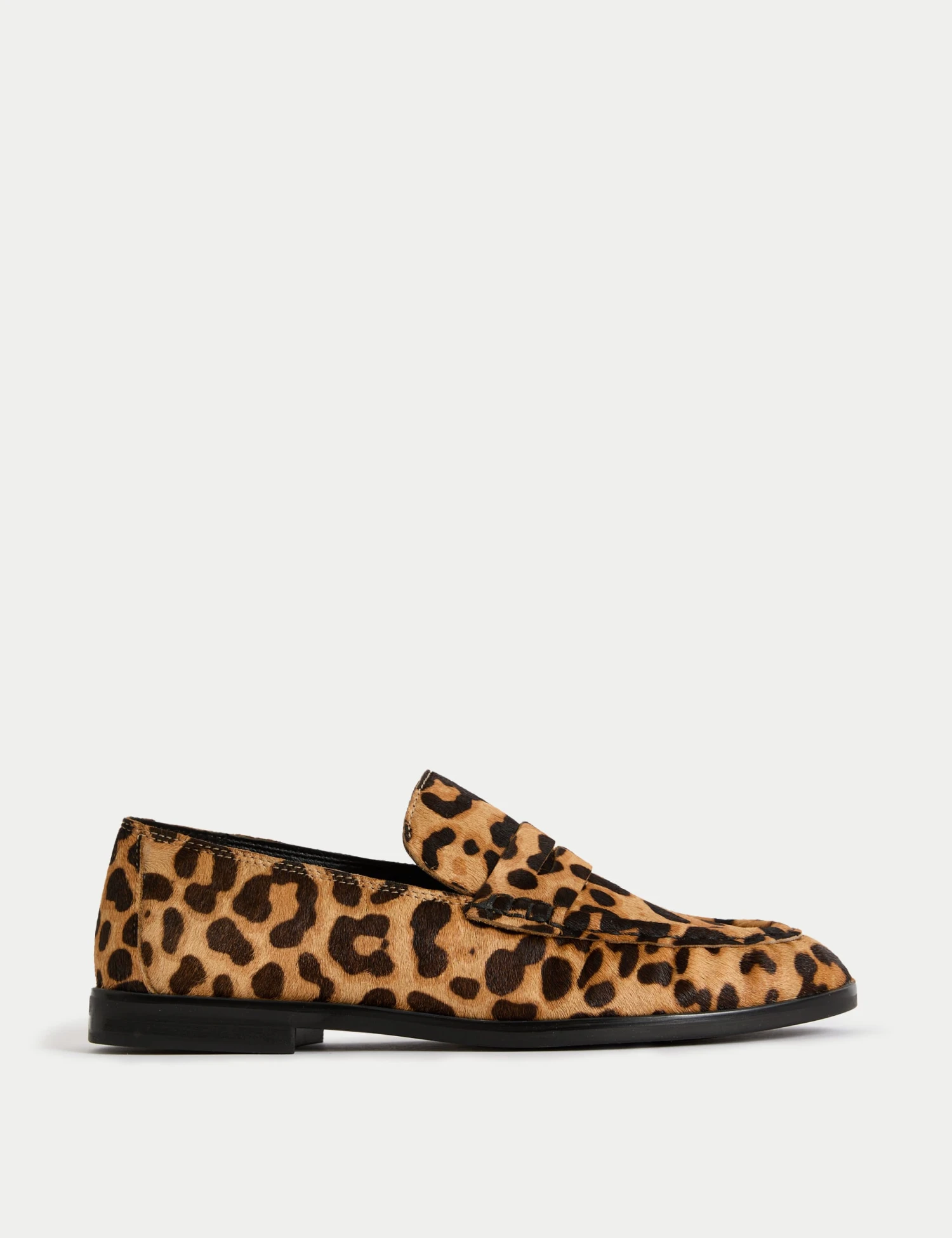 Leather Leopard Print Flat Loafers 1 Leather Leopard Print Flat Loafers