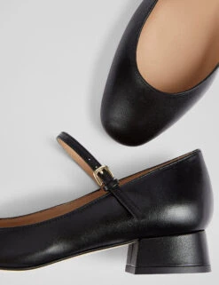 Leather Metallic Block Heel Mary Jane Pumps -Cyberjammies Store Leather Metallic Block Heel Mary Jane Pumps 2