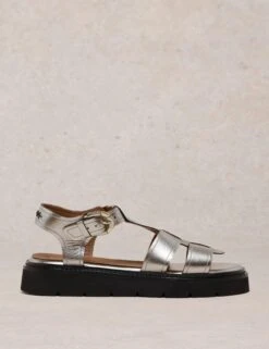 WHITE STUFF Leather Metallic Platform Sandals