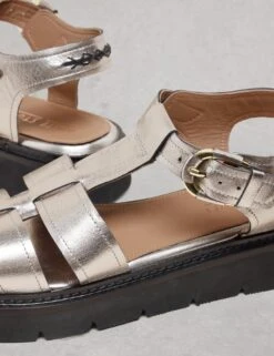 WHITE STUFF Leather Metallic Platform Sandals -Cyberjammies Store Leather Metallic Platform Sandals 3