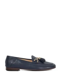 Dune London Leather Tassel Slip On Flat Loafers