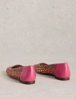 WHITE STUFF Leather Woven Colour Block Ballet Pumps -Cyberjammies Store Leather Woven Colour Block Ballet Pumps 2