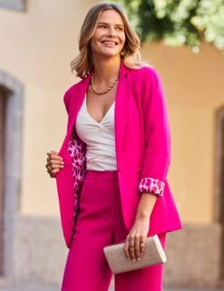 Leopard Print Lining Single Breasted Blazer