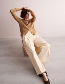 Jaeger Linen Blend Open Knit Button Front Cardigan -Cyberjammies Store Linen Blend Open Knit Button Front Cardigan 4