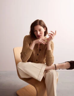 Jaeger Linen Blend Open Knit Button Front Cardigan -Cyberjammies Store Linen Blend Open Knit Button Front Cardigan 6