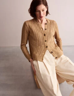 Jaeger Linen Blend Open Knit Button Front Cardigan -Cyberjammies Store Linen Blend Open Knit Button Front Cardigan 7