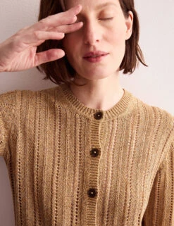 Jaeger Linen Blend Open Knit Button Front Cardigan -Cyberjammies Store Linen Blend Open Knit Button Front Cardigan 8