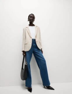 Linen Rich Melange Frayed Edge Blazer -Cyberjammies Store Linen Rich Melange Frayed Edge Blazer 2