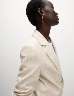 Linen Rich Melange Frayed Edge Blazer