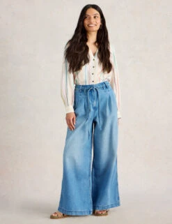 WHITE STUFF Lyocell Blend Mid Rise Wide Leg Jeans