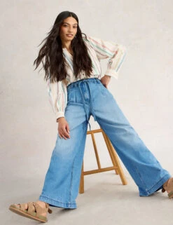 WHITE STUFF Lyocell Blend Mid Rise Wide Leg Jeans 11 WHITE STUFF Lyocell Blend Mid Rise Wide Leg Jeans -Cyberjammies Store Lyocell Blend Mid Rise Wide Leg Jeans 3