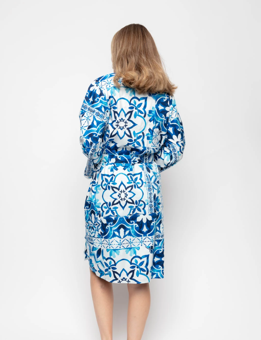 Cyberjammies Cotton Modal Tile Print Short Dressing Gown 3 Cyberjammies Cotton Modal Tile Print Short Dressing Gown - Image 3