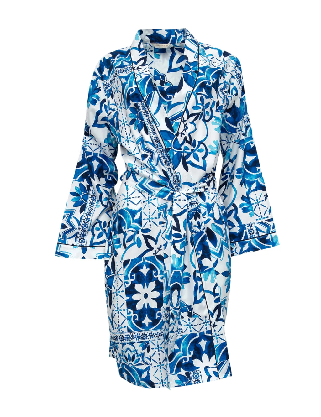 Cyberjammies Cotton Modal Tile Print Short Dressing Gown 2 Cyberjammies Cotton Modal Tile Print Short Dressing Gown - Image 2