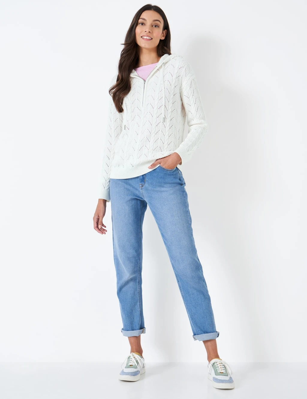 Pure Cotton Knitted Half Zip Hoodie 1 Pure Cotton Knitted Half Zip Hoodie