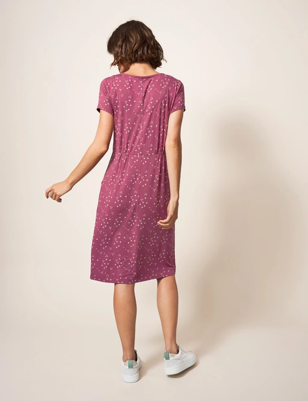 WHITE STUFF Jersey Polka Dot V-Neck T-Shirt Dress 3 WHITE STUFF Jersey Polka Dot V-Neck T-Shirt Dress - Image 3