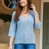 Ribbed V-Neck Relaxed Jumper